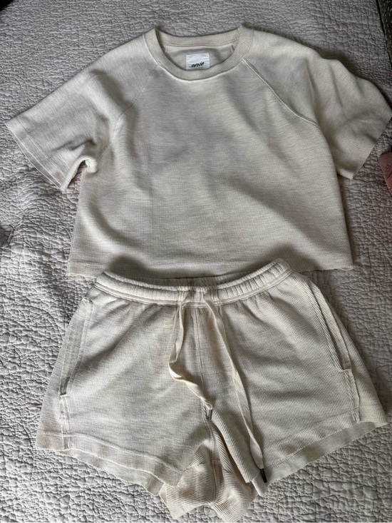 aerie Other - Aerie Waffle Knit Two-Piece Lounge Set - Cream